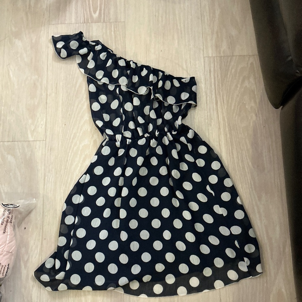 Polka dot one shoulder dress